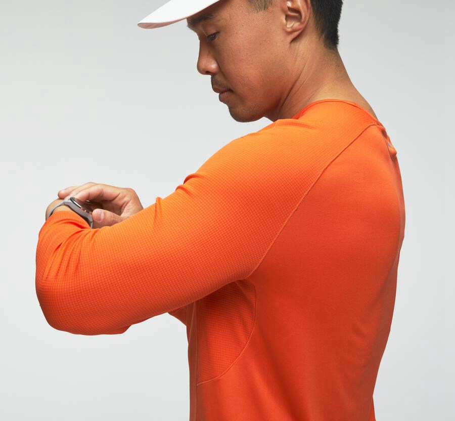 Hoka One One Tops Mens Orange - Performance 3/4 Sleeve - 17249HKNA